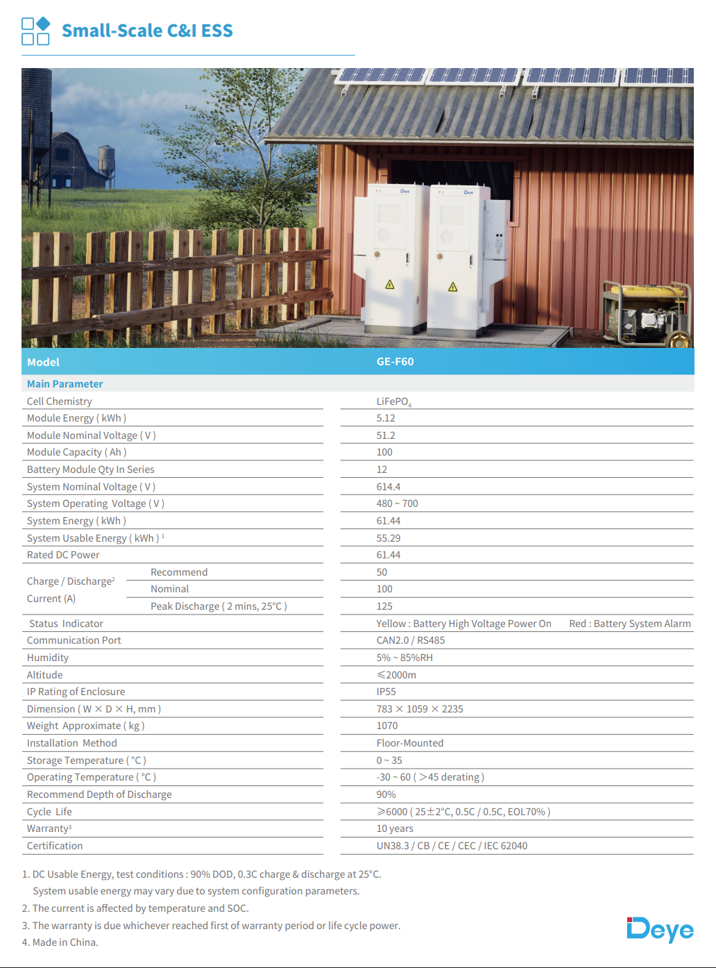 deye small-scal C&I ESS 100Ah 51.2V