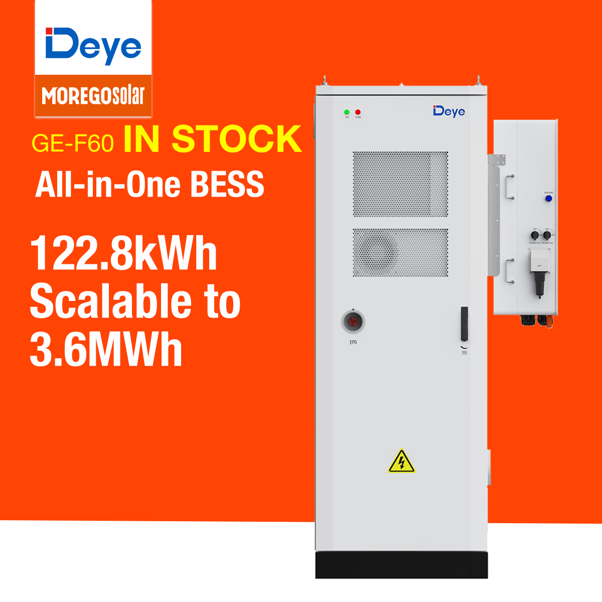 Moergo Solar Deye GE-F60 todo en uno comercial BESS 60kWh LFP batería integrada 30kW-50kW inversor híbrido para sistema de almacenamiento de microrred