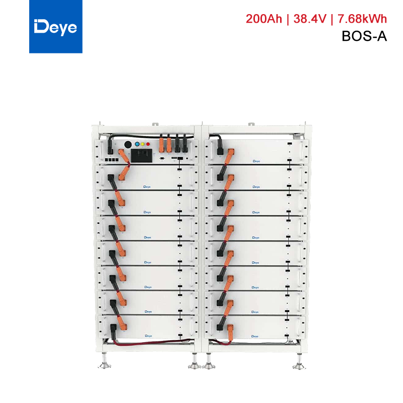 Deye Rack-Mounted C&l Solution BOS-A LiFePO4 7.68kwh 200Ah 38.4V PV Lithium Battery IP20 10 years ≥6000 Cycle Life