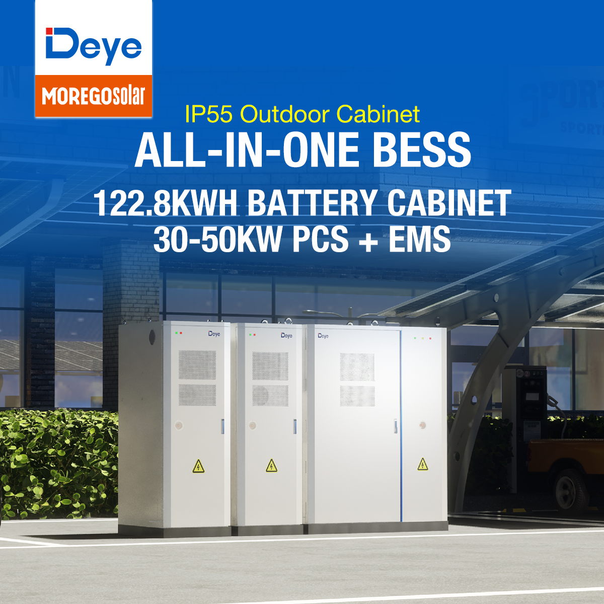 Moergo Solar Deye GE-F60 todo en uno comercial BESS 60kWh LFP batería integrada 30kW-50kW inversor híbrido para sistema de almacenamiento de microrred