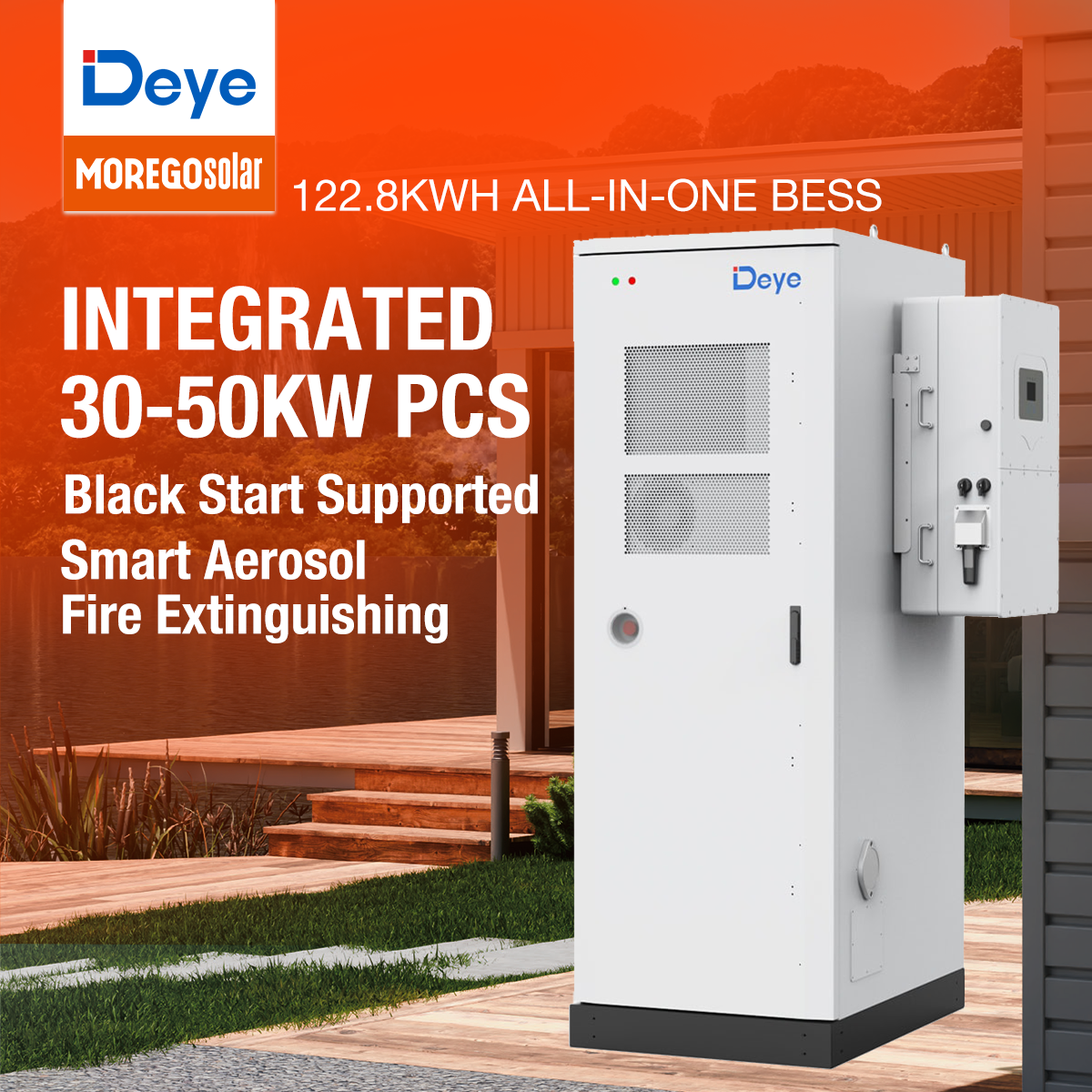 Moergo Solar Deye GE-F60 todo en uno comercial BESS 60kWh LFP batería integrada 30kW-50kW inversor híbrido para sistema de almacenamiento de microrred