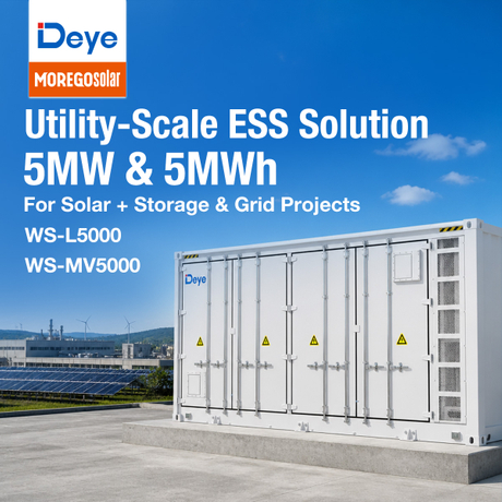 Système de stockage d'énergie par batterie à grande échelle Moergosolar Deye WS-L5000 5 MWh pour les projets de réseau haute capacité et de stockage d'énergie renouvelable
