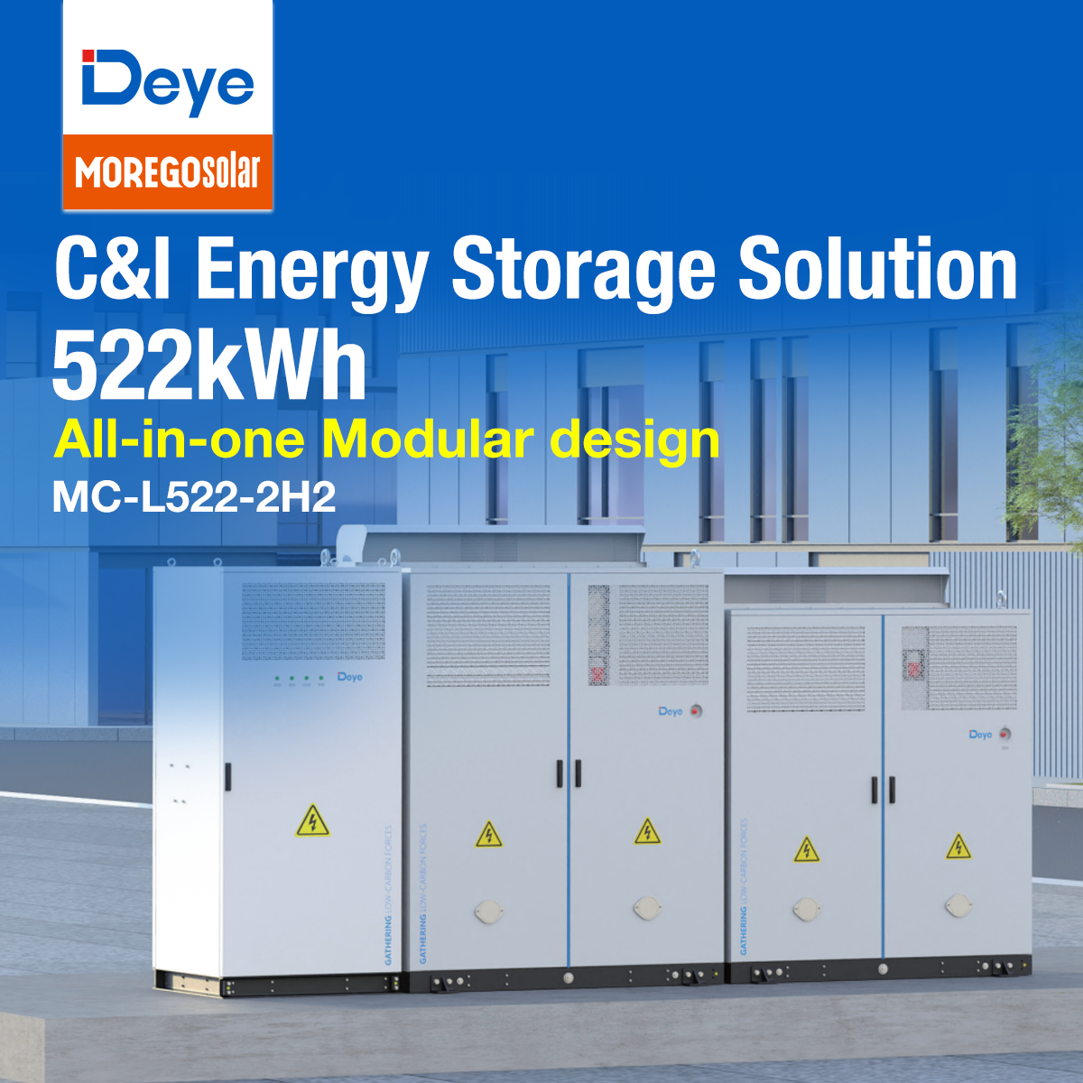 Moergosolar Deye MC-L522-2H2 C&I Energy Storage Solution 250kW 522kWh Liquid Cooling LiFePO₄ 380V / 400V All-in-One Commercial BESS