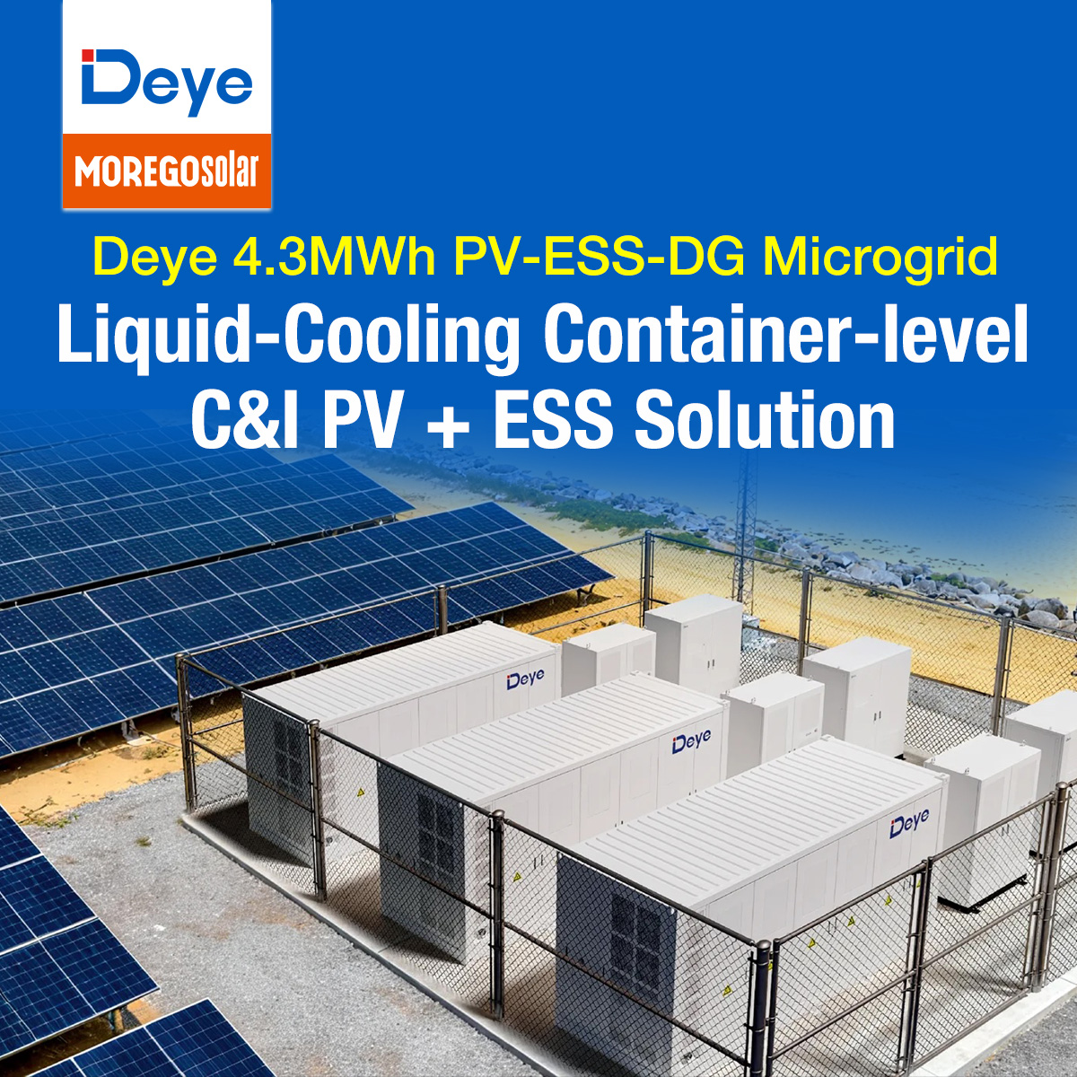 Morego Solar Utility-scale 1.4MWp PV 4.3MWh BESS with Deye WS-L4300 Series Battery Storage for Large Industrial Energy Systems