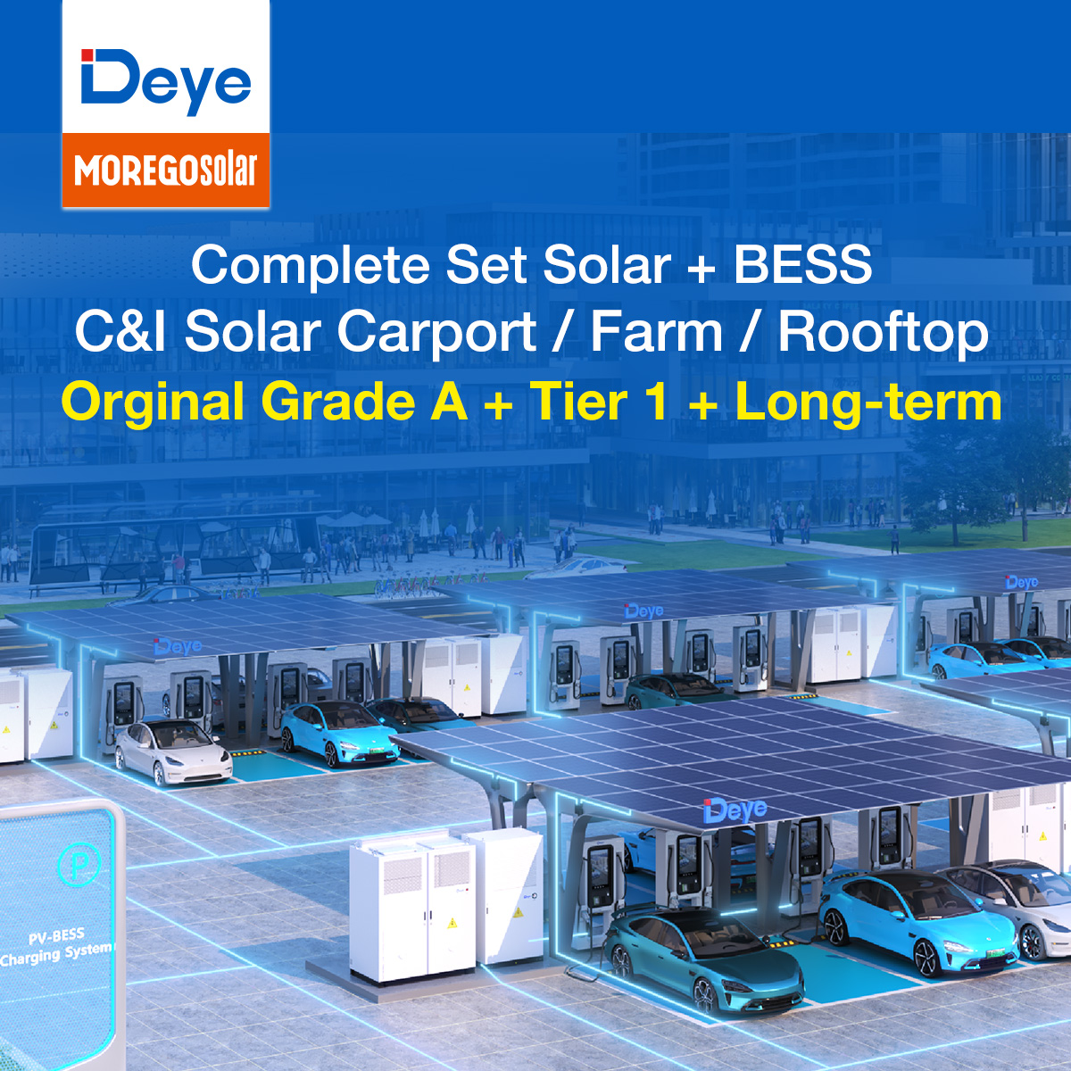Morego Solar Utility-scale 1.4MWp PV 4.3MWh BESS with Deye WS-L4300 Series Battery Storage for Large Industrial Energy Systems