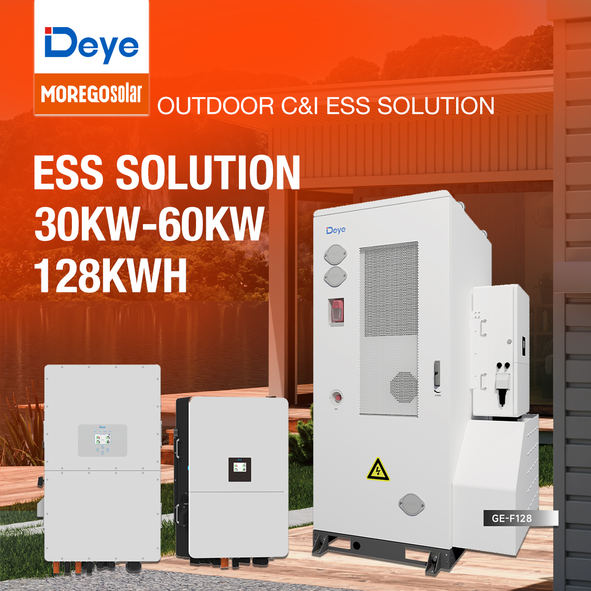 Moergo Solar Deye GE-F128 ORION-E Commercial Energy Storage Cabinet 128kWh LFP Smart Air-Cooling BESS for Industrial PV System