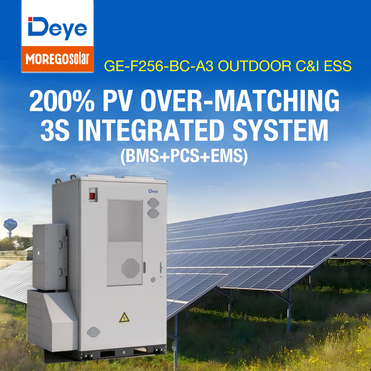 Deye GE-F256-BC-2-A3 ORION-E Batería comercial Gabinete C&I ESS para exteriores Baterías LFP de 257 kWh Solución BESS refrigerada por aire Morego Proveedor