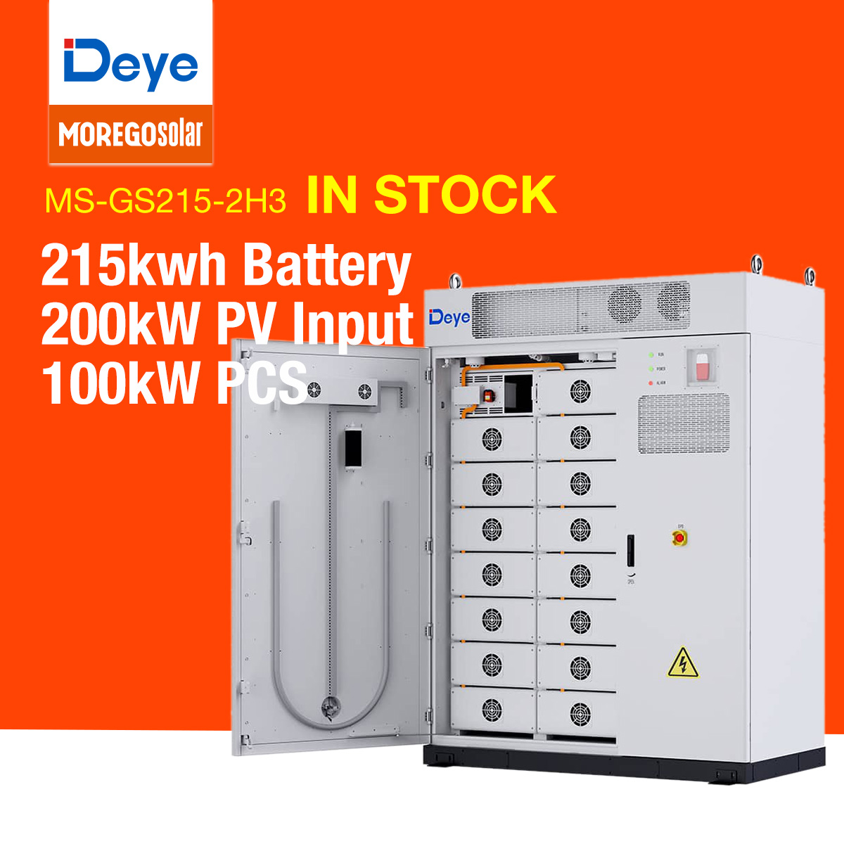 Deye MS-G215 100kW 215kWh C&I Sistema de almacenamiento de batería con refrigeración líquida todo en uno Gabinetes de microrejilla híbridos Distribuidor autorizado Morego Proveedor solar