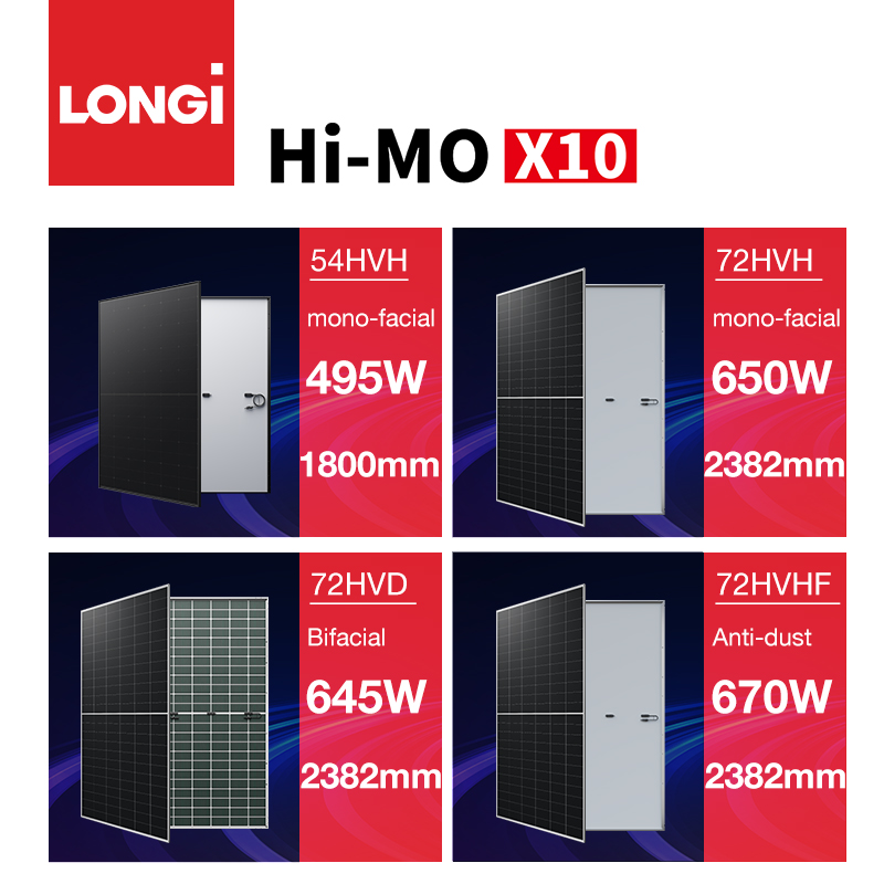 Longi Roof Explorer Himo X10 Solar Panel 500W 490W 485W 480W Module noir