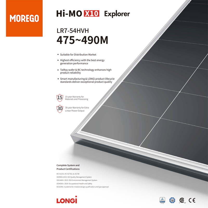 Longi Roof Explorer Himo X10 Solar Panel 500W 490W 485W 480W Module noir