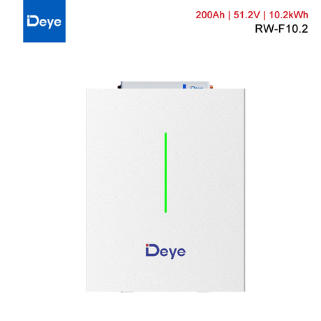 Deye Residential Energy Storage System 10.2kWh 51.2V 200Ah RW-F10.2 LiFePO4 Battery Wall-Mounted Max. 32 Pcs Pack Backup Power