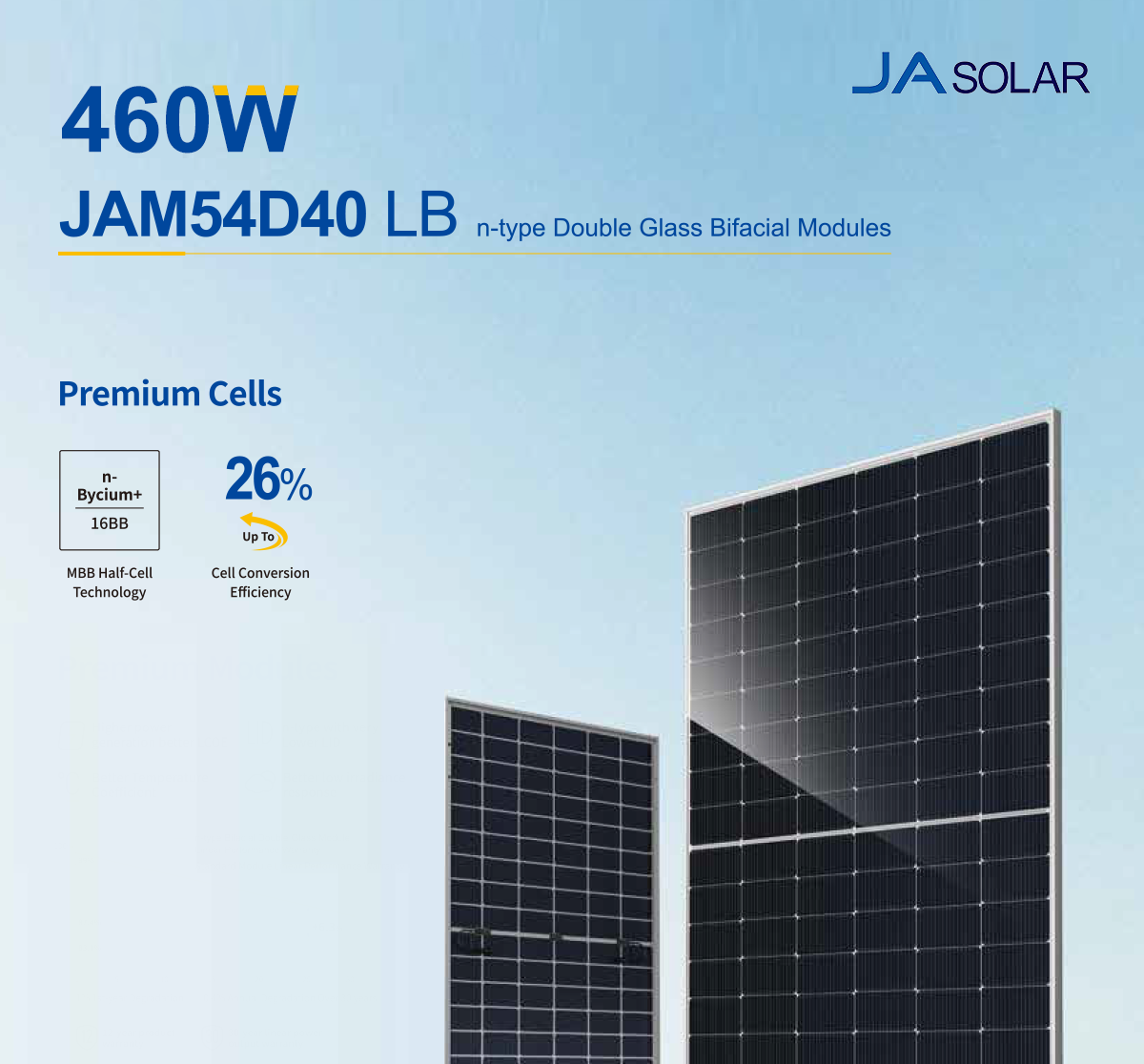 JA solar panel bifacial 450w 460w