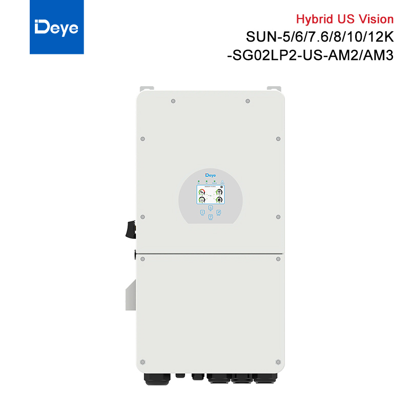 Deye Hybrid Three Phase 8kW 10kW 12kW 15kW PV Power Inverter 160V-500V Lithium-ion HV Battery Anti-islanding Protection