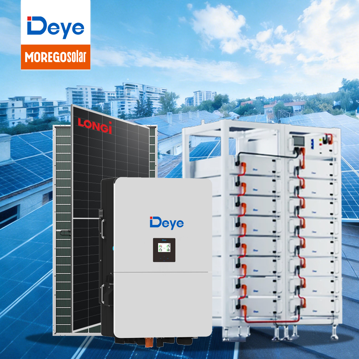 Morego Armazenamento de bateria solar LiFePO4 de alta tensão 100kWh 200kWh 300kWh Inversor híbrido 50kW 100kW 150kW para aplicações C&I ESS
