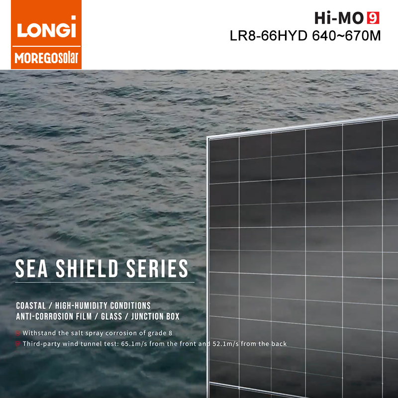 LONGi HiMO 9 Sea-Shield Küstenumgebungen mit hoher Korrosion 665 W 660 W 655 W 650 W Bifaziales Doppelglas Solarmodule
