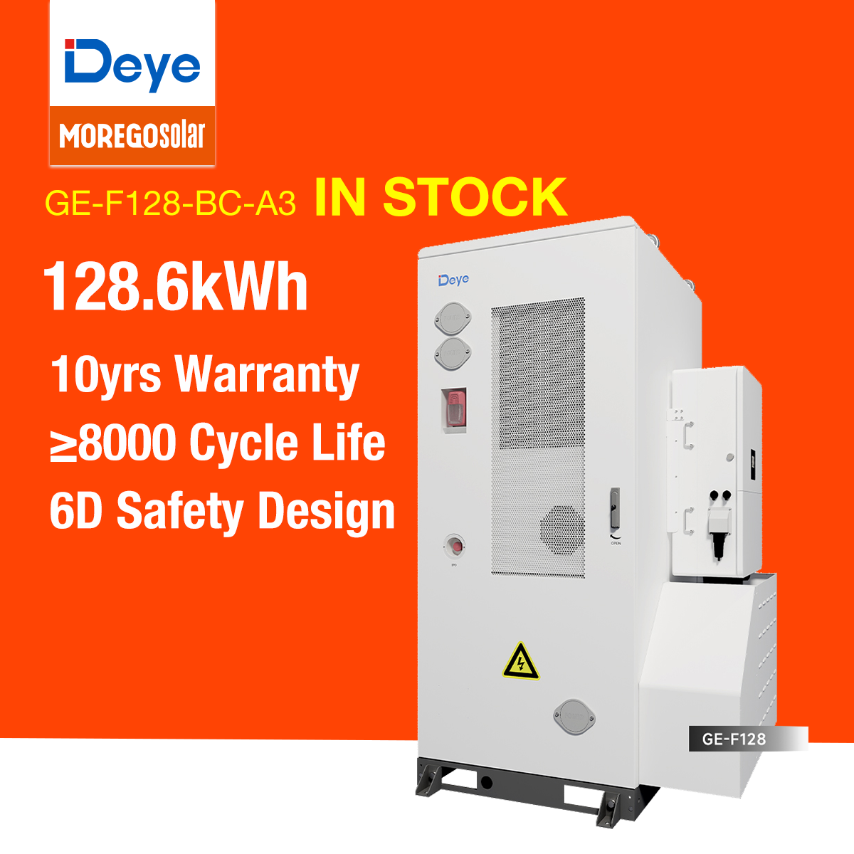 Moergo Solar Deye GE-F128 ORION-E Commercial Energy Storage Cabinet 128kWh LFP Smart Air-Cooling BESS for Industrial PV System