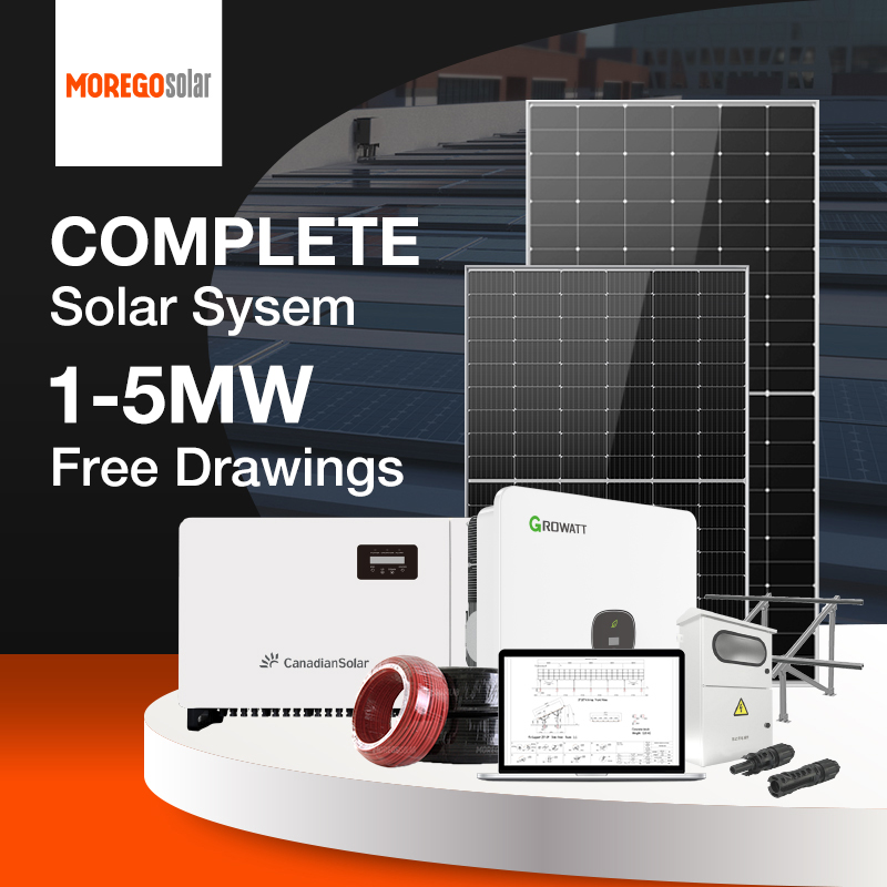 Moregosolar Solution professionnelle d'énergie solaire commerciale et industrielle 500KW 1MW 2MW 3MW 5MW