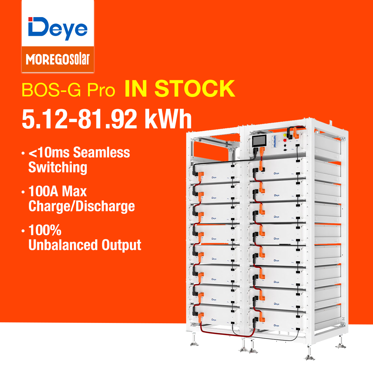 Deye Small-Scale LiFePO4 High Voltage Battery BOS-G Pro 15-82kWh C&I Solar Energy Storage System for Backup And Peak Shaving