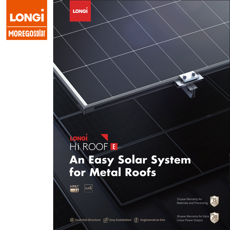 LONGi Hi ROOF E Componentes Especiales / Abrazadera Integrada 655W 660W 665W Sistema Completo de Sujeción para Techos Metálicos