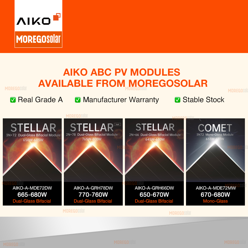 Aiko High-power ABC N-type Mono-glass Solar Module 660W 665W 670W 675W 680W Designed for Commercial Rooftop Projects