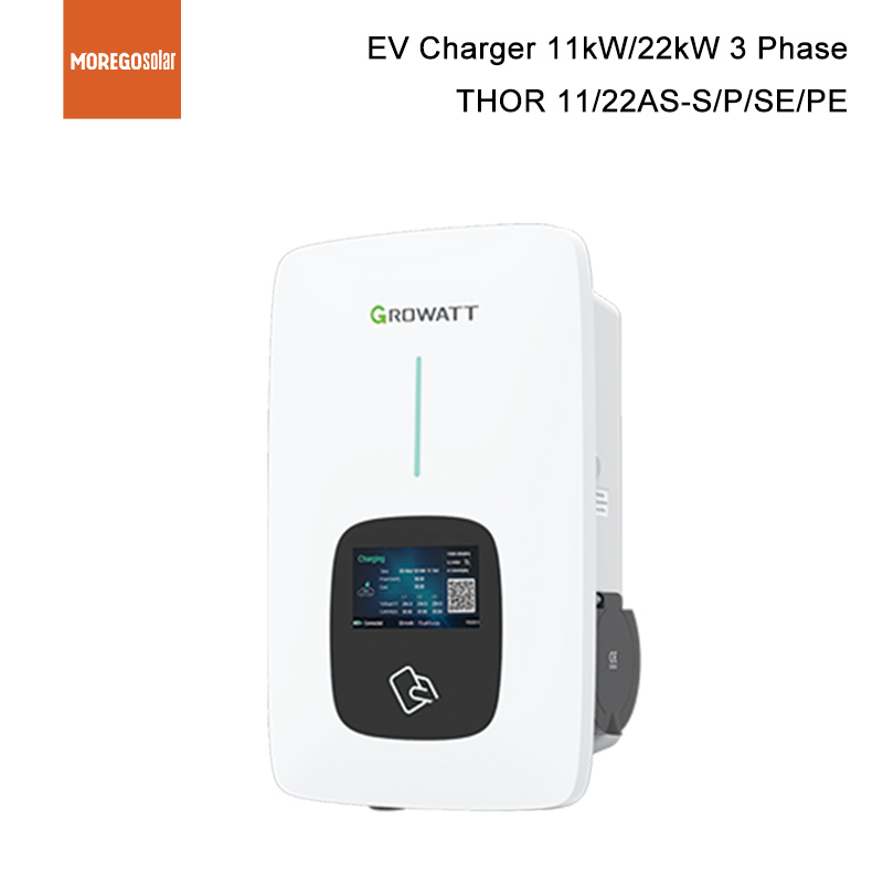 Growatt EV Charger 7kW Single Phase 11kW 22kW 3 Phase Compatible with Different PV Brands for Solar Carport