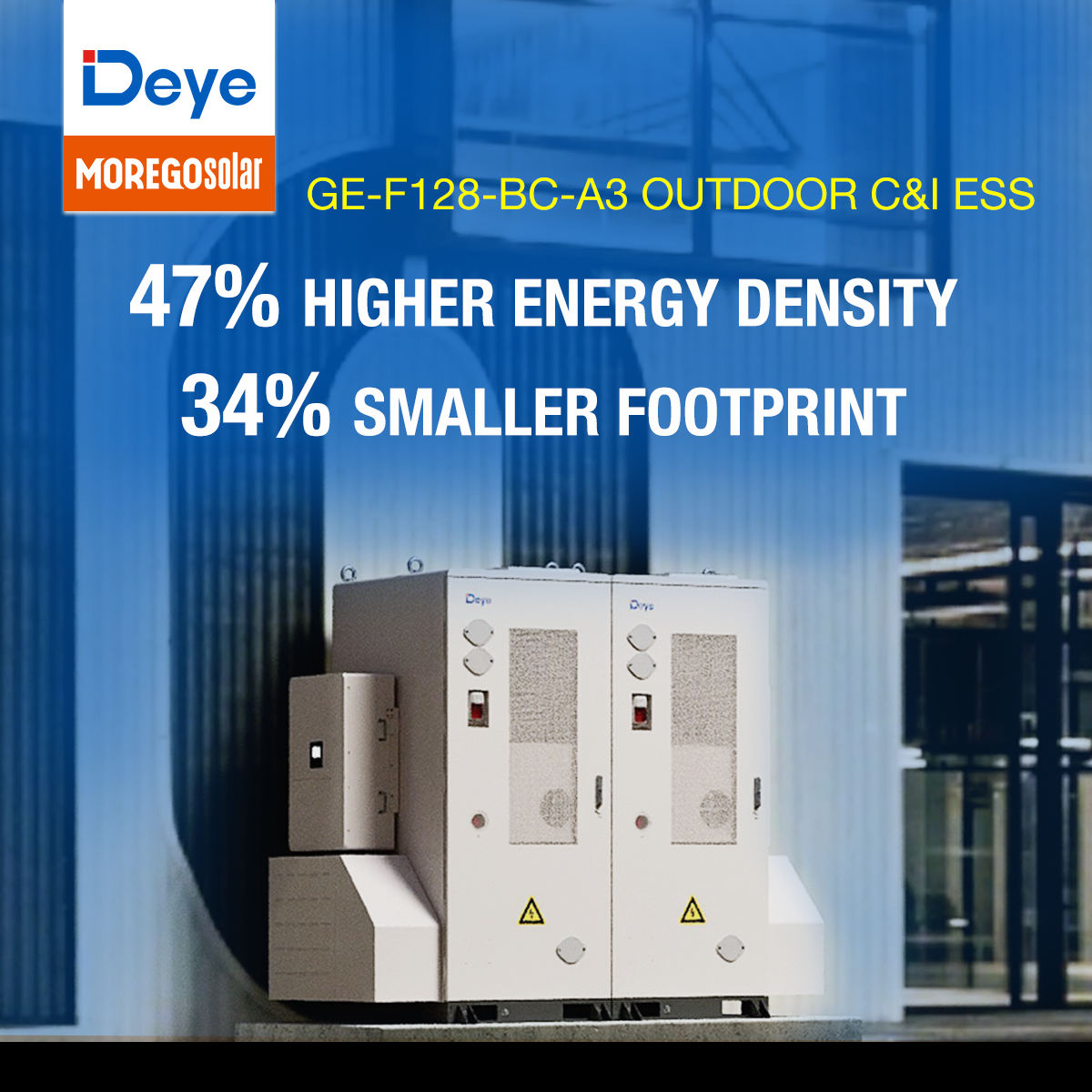 Moergo Solar Deye GE-F128 ORION-E Commercial Energy Storage Cabinet 128kWh LFP Smart Air-Cooling BESS for Industrial PV System
