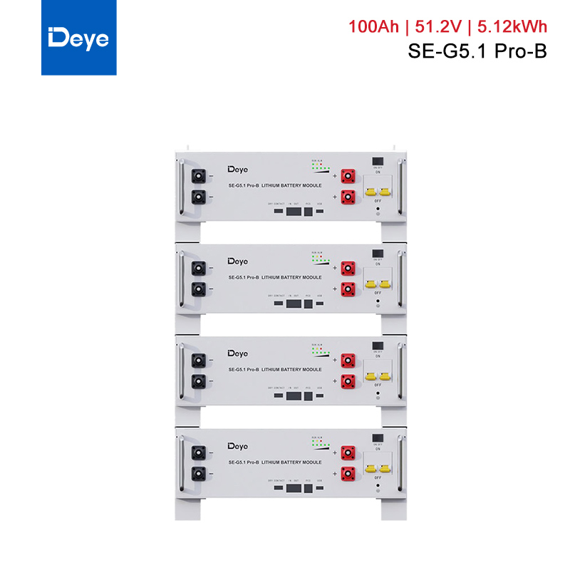 Batterie au lithium montée en rack Deye 51,2 V 100 Ah 5,12 kWh IP20 SE-G5.1 Pro-B Max. Pack de 64 pièces (327 kWh) en parallèle